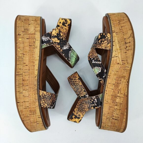 Franco Sarto Women's Ozio Brown Synthetic Platform Sandals Size 8.5M - Picture 6 of 8